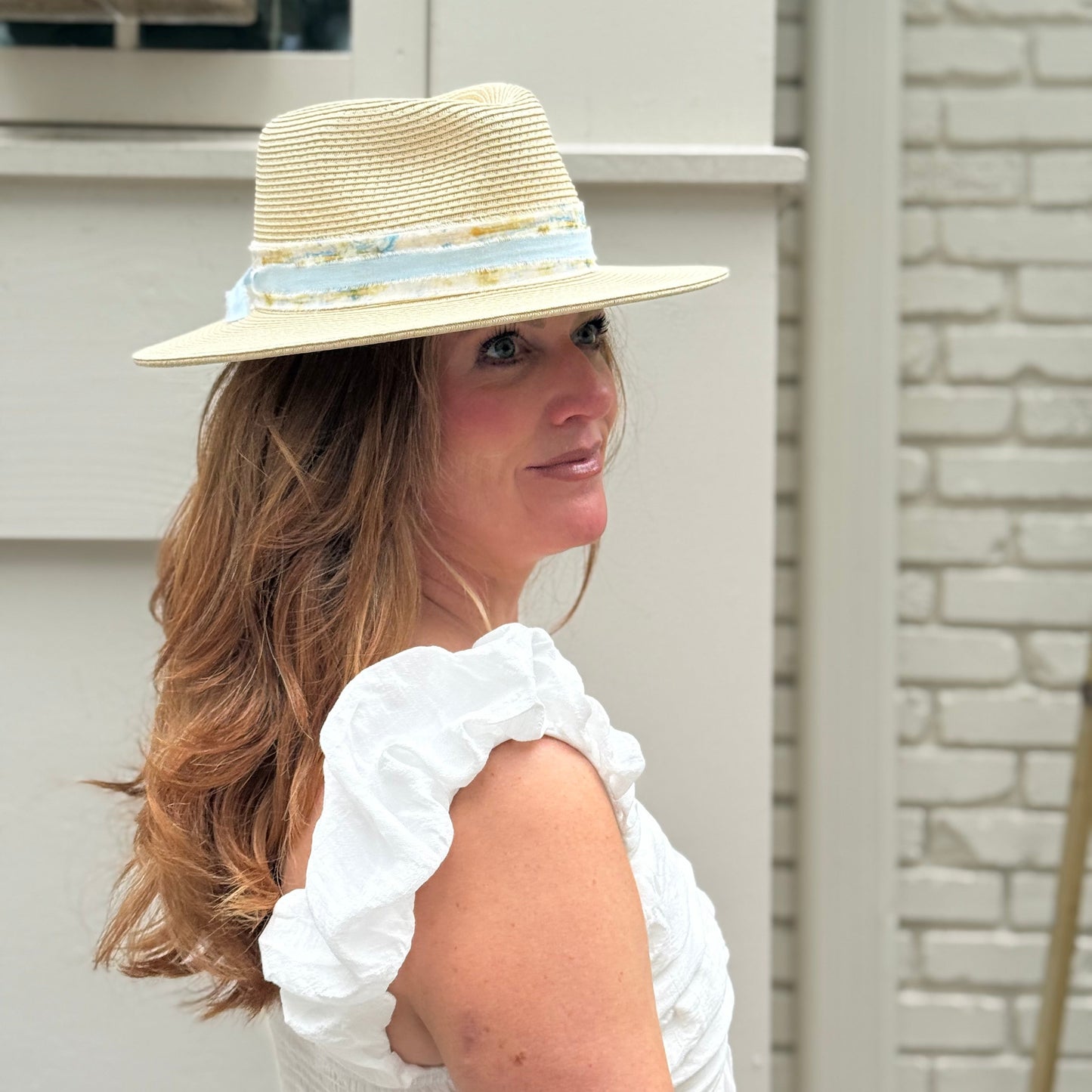 Seafoam Drift Cream Beach Hat