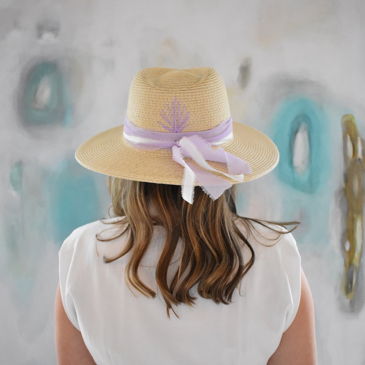 Lavender Haze Cream Beach Hat