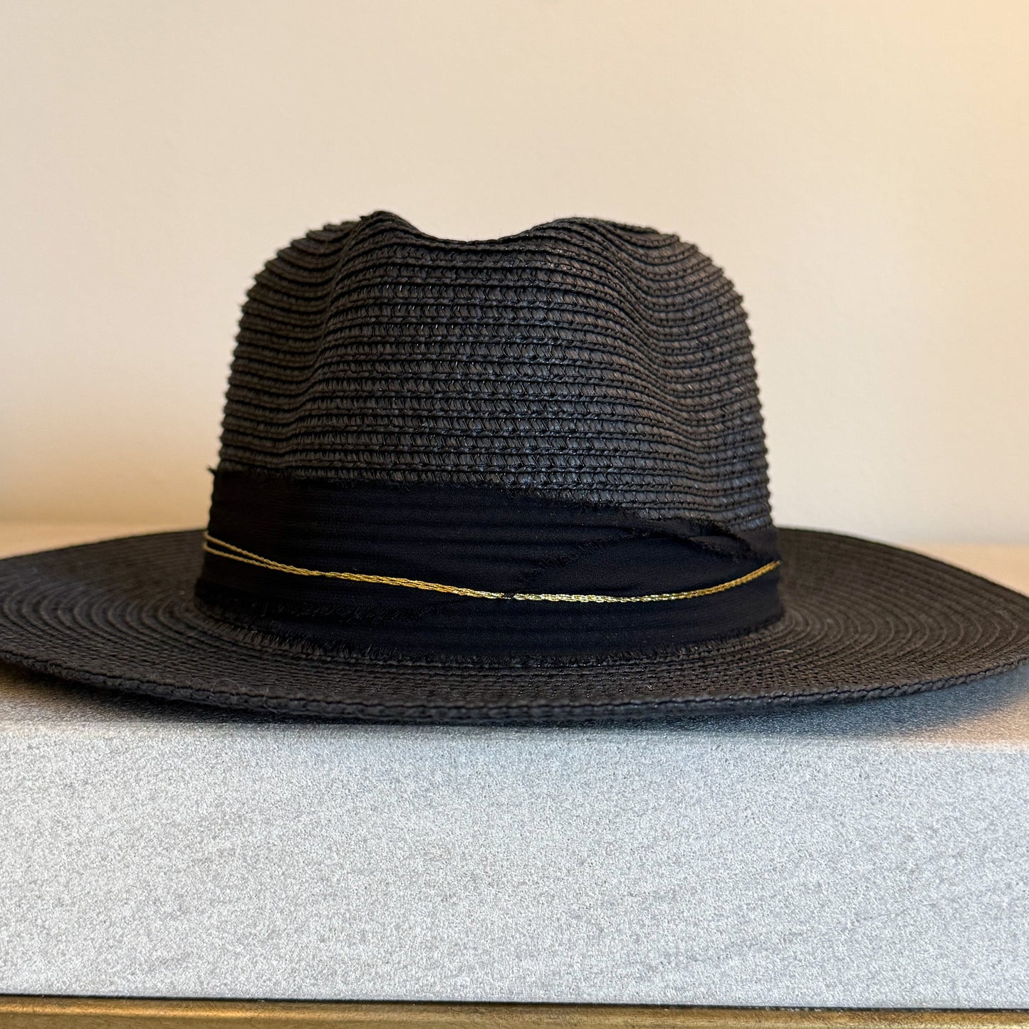 Golden Trim Black Beach Hat