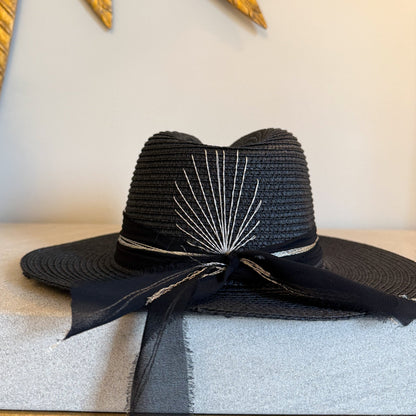 Silver Trim Black Beach Hat