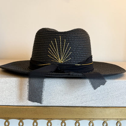 Golden Trim Black Beach Hat
