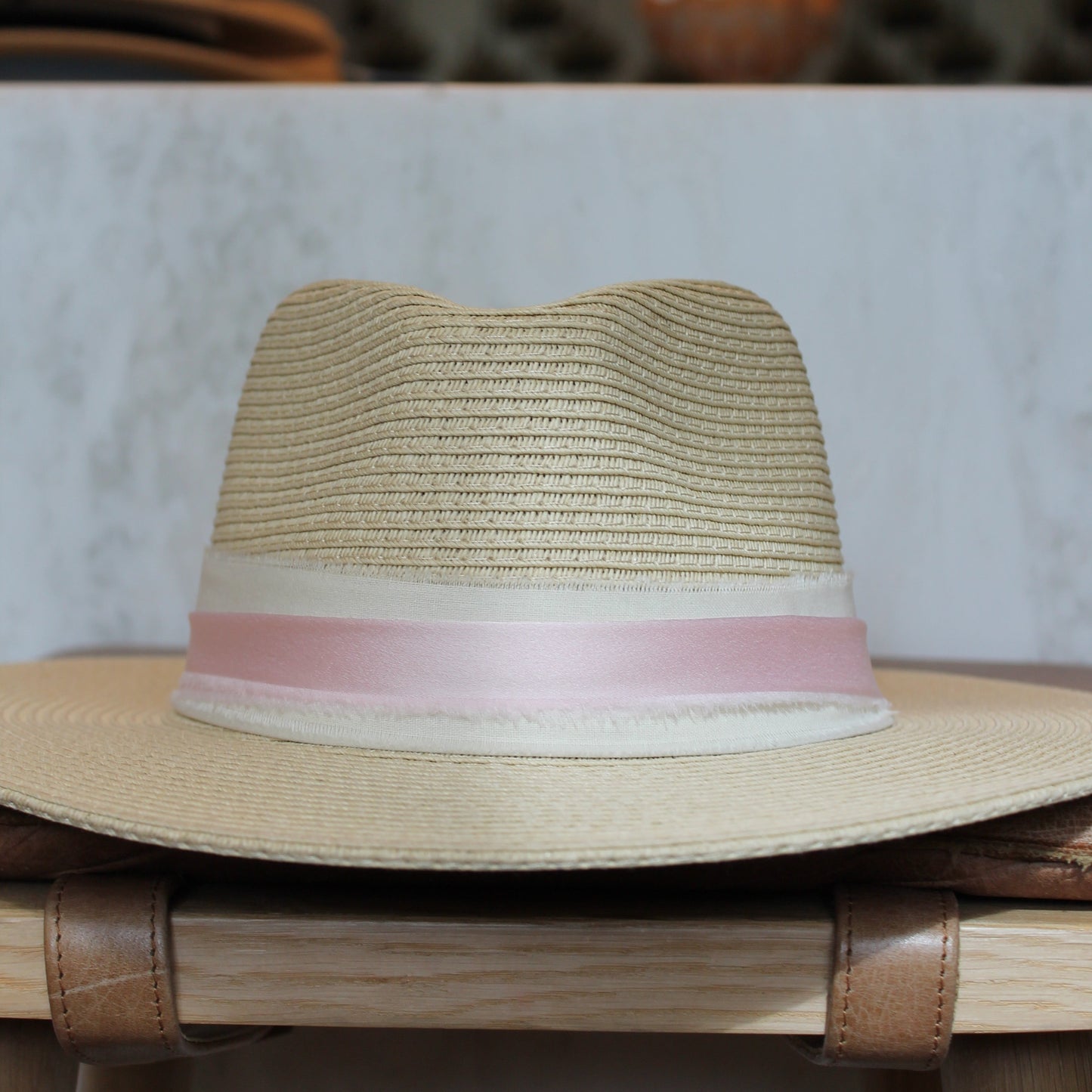 Silky Pink Cream Beach Hat