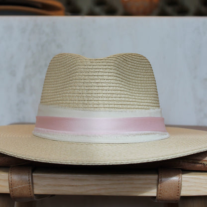 Silky Pink Cream Beach Hat
