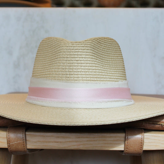 Silky Pink Cream Beach Hat