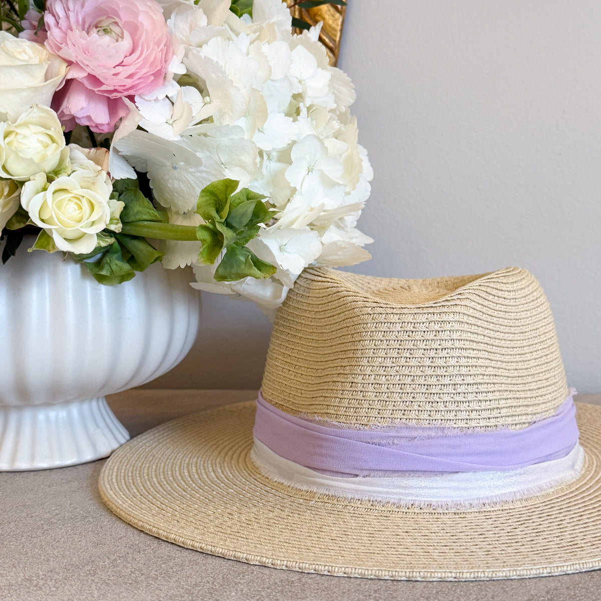 Lavender Haze Cream Beach Hat