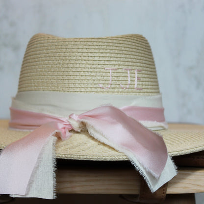 Silky Pink Cream Beach Hat