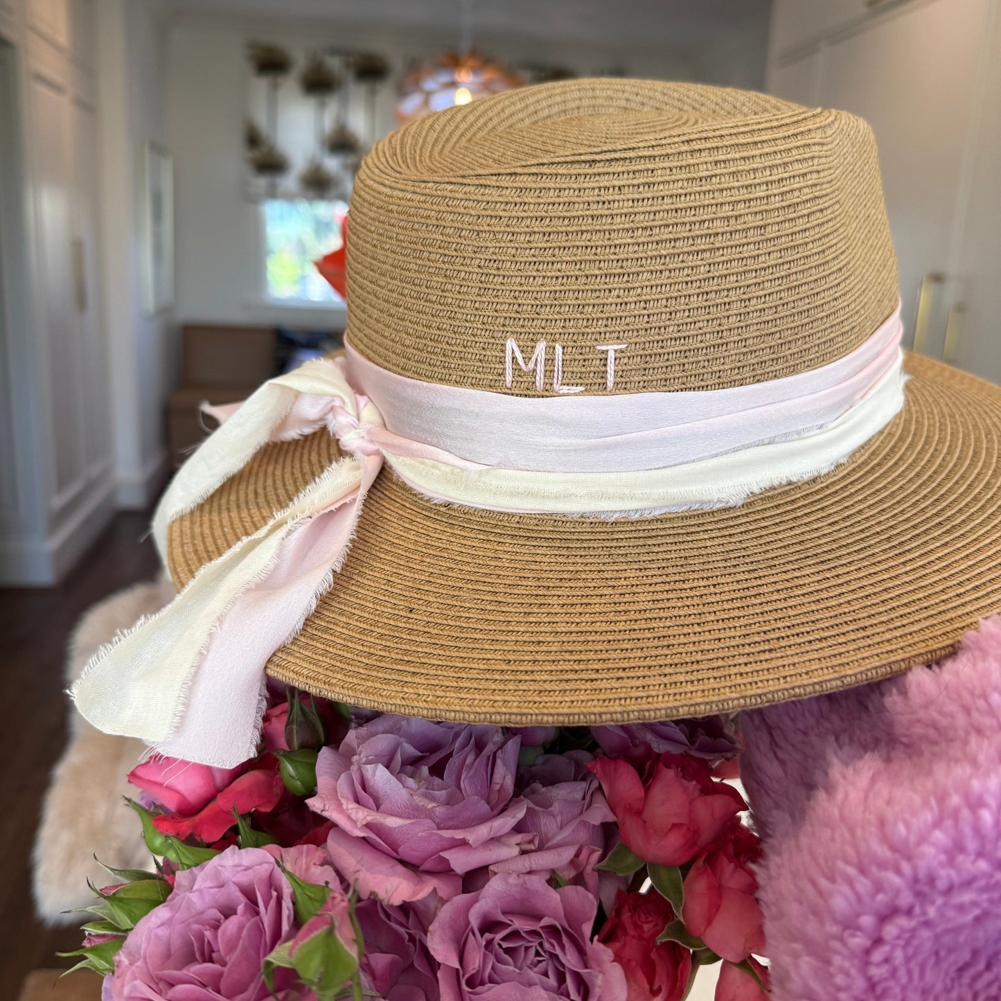 Silky Pink Natural Beach Hat