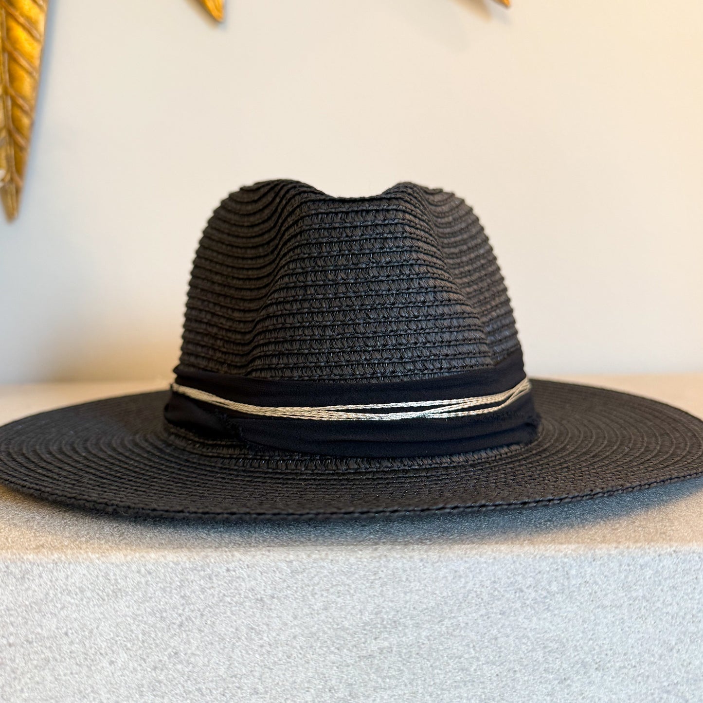 Silver Trim Black Beach Hat