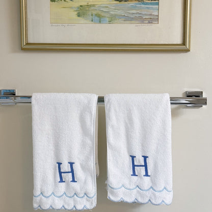 Scalloped Monogram Hand Towel – Single Initial