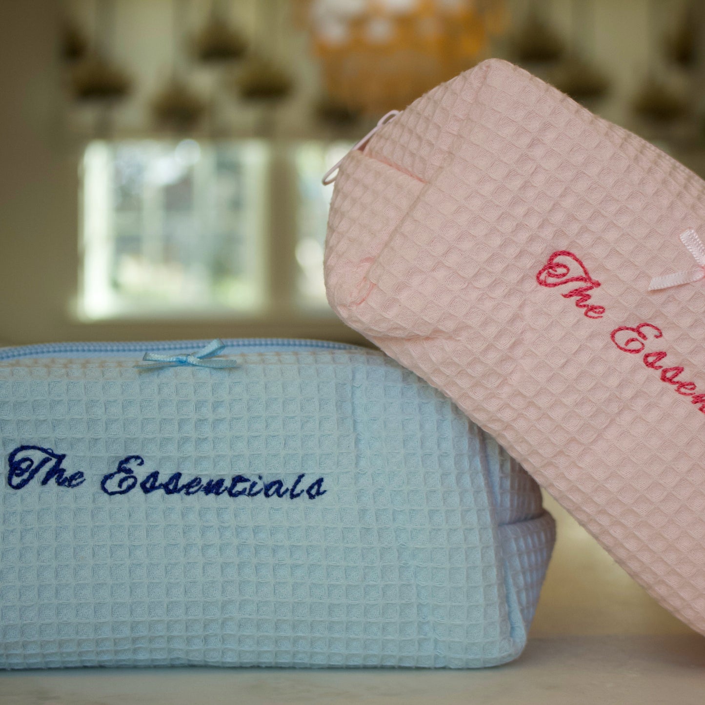 Baby Pink Embroidered Toiletry Bag