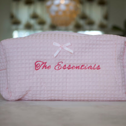 Baby Pink Embroidered Toiletry Bag