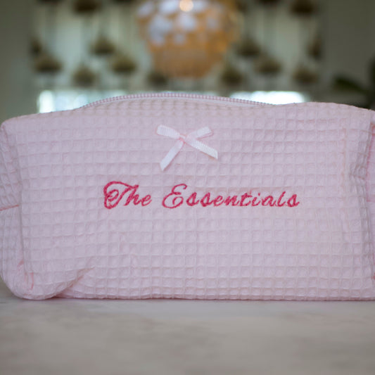 Baby Pink Embroidered Toiletry Bag